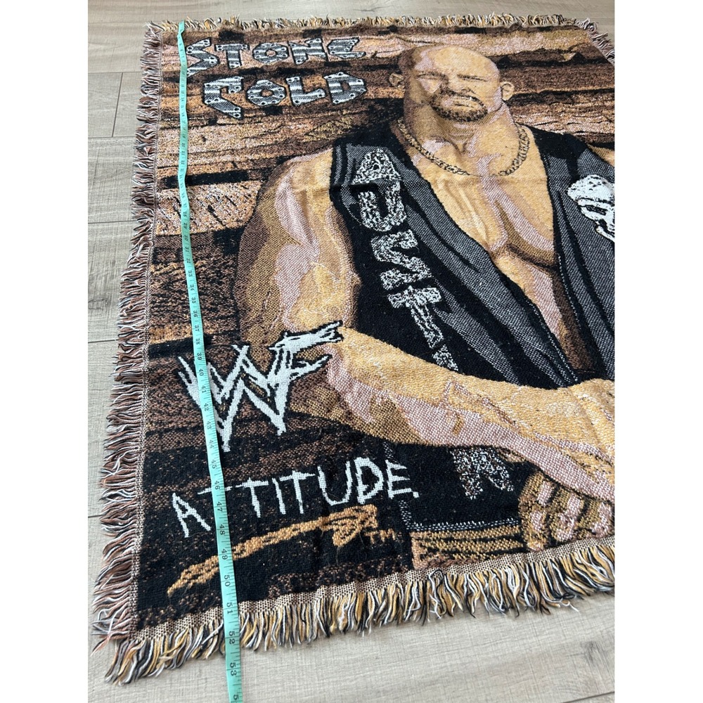 Vintage WWF Stone Cold Steve Austin Attitude Woven Tapestry Throw Blanket - Picture 4 of 9